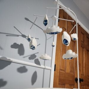 Cloud Baby Mobile with Blue Accents